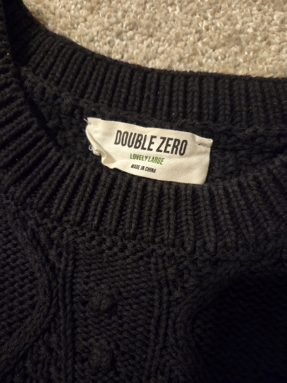 Double Zero Black Cable-Knit Sweater Vest - Picture 3 of 3